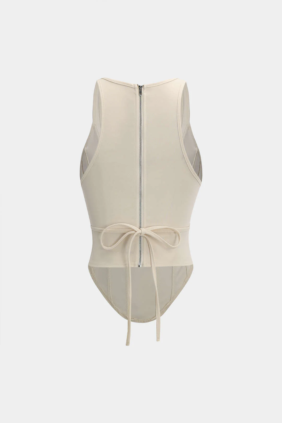 Zipper Tie-Up Corset Waist Tank Top - Flockneti