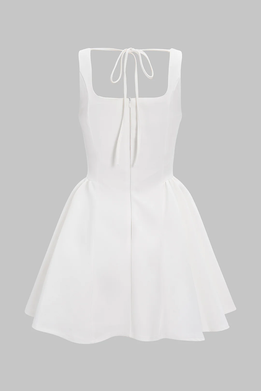 Square Neck Rhinestone Ruched Sleeveless Mini Dress - Flockneti