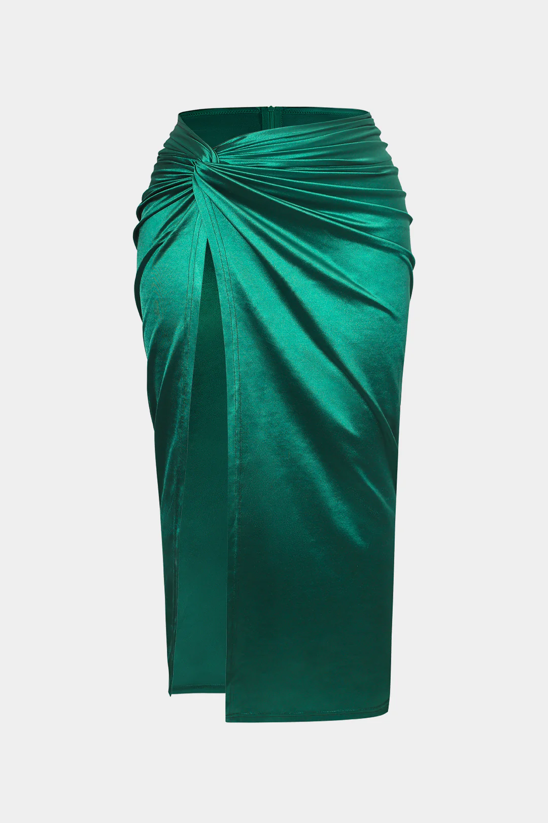 Plus Size Satin Twist Knot High Waist Skirt - Flockneti