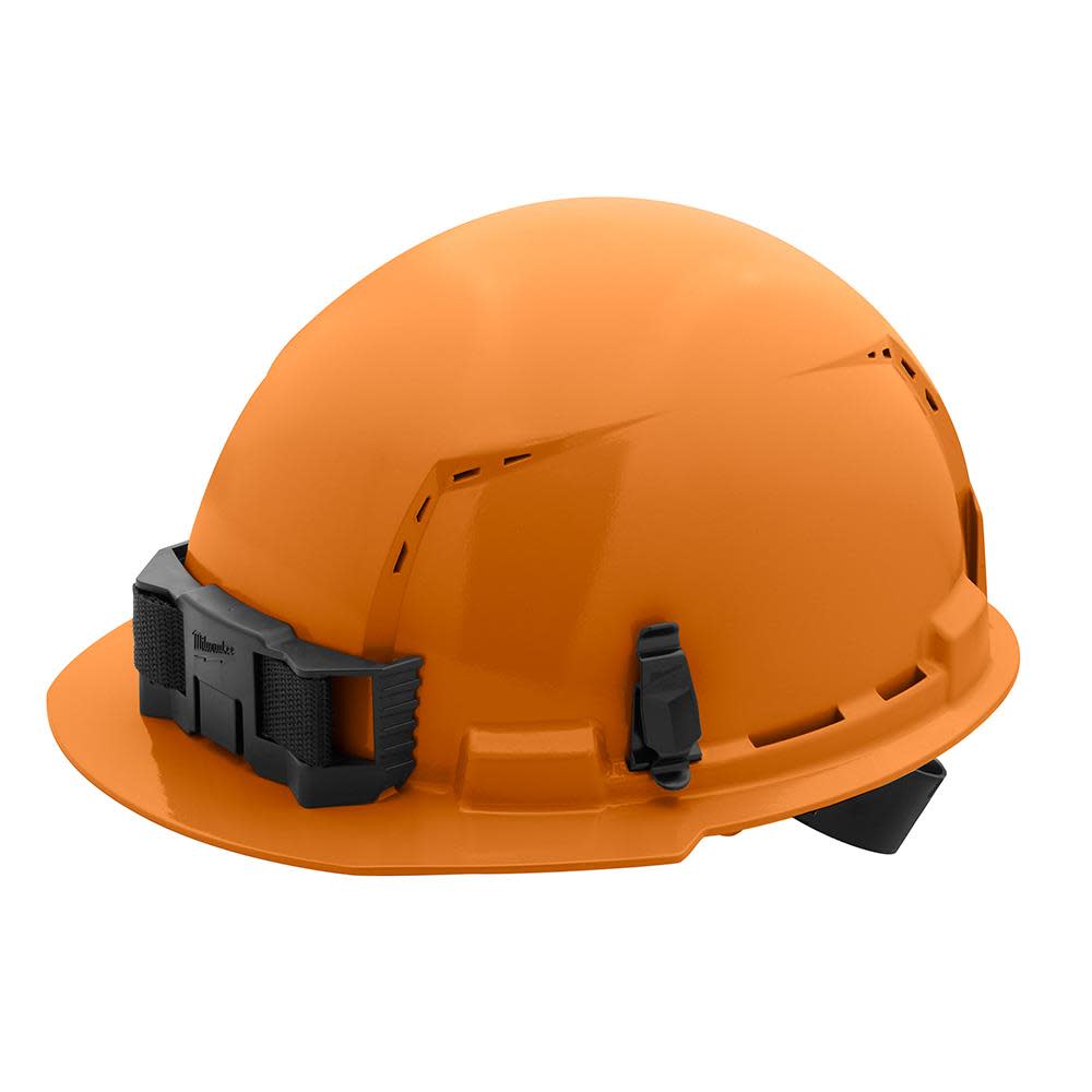 Milwaukee Orange Front Brim Vented Hard Hat with 4pt Ratcheting Suspension Type 1 Class C - Flockneti