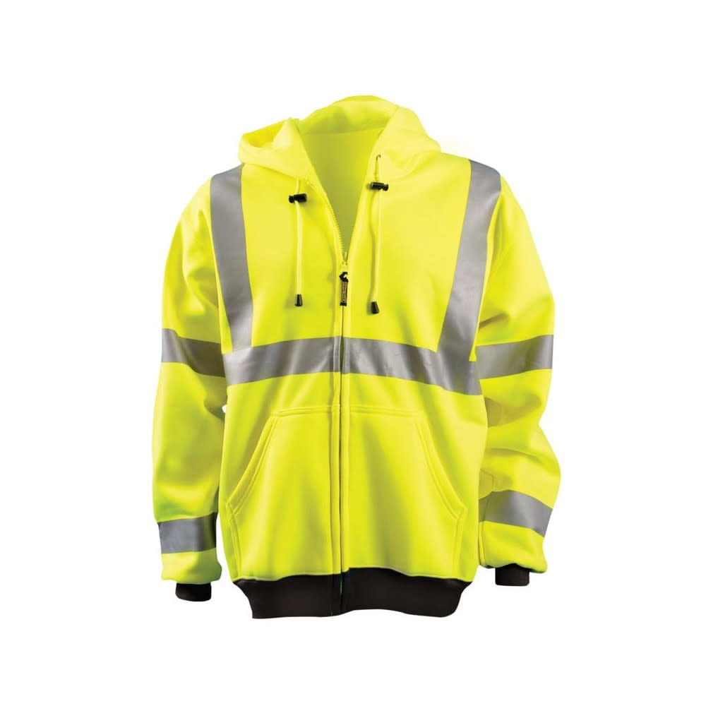 Occunomix Hi-Vis Yellow 9oz Class 3 Full Zip Hoodie Sweatshirt 2X - Flockneti