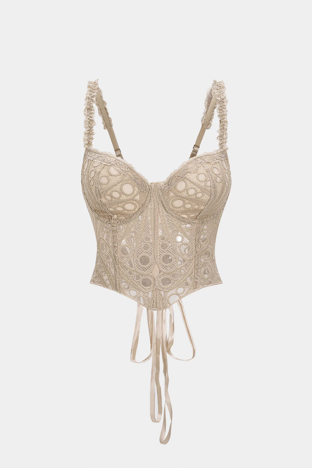 Lace Trim Bustier Corset Tie-Back Cami Top - Flockneti