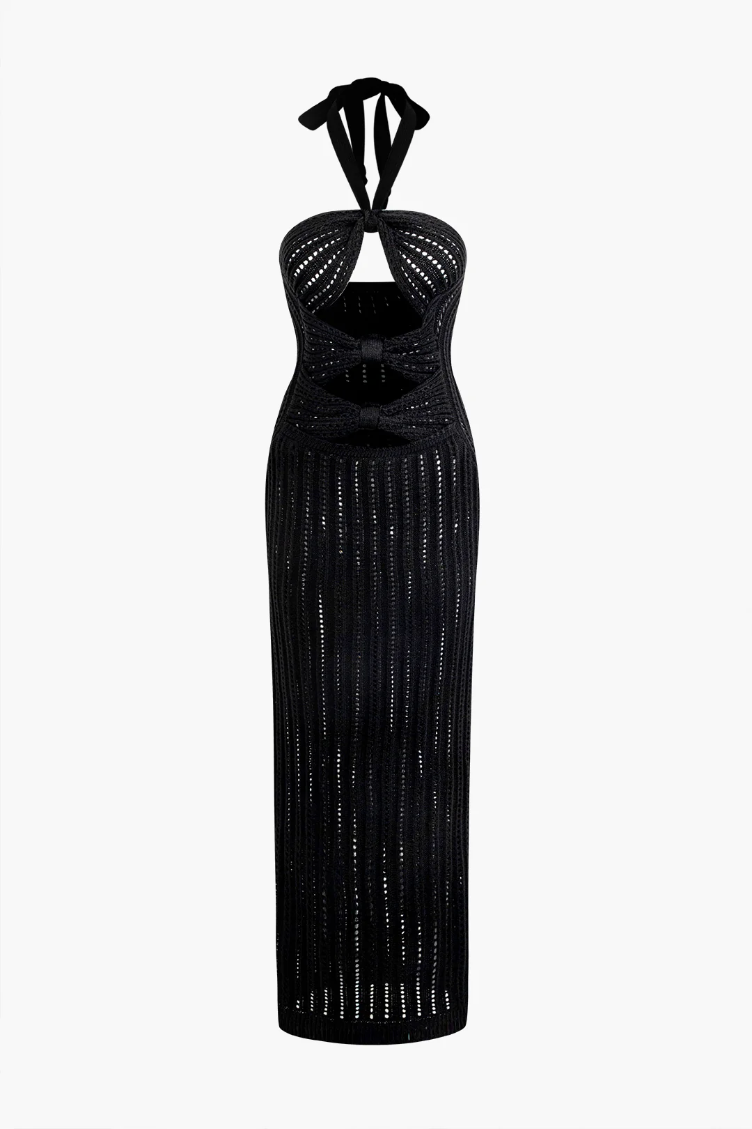 Halter Neck Cut Out Sleeveless Maxi Dress - Flockneti