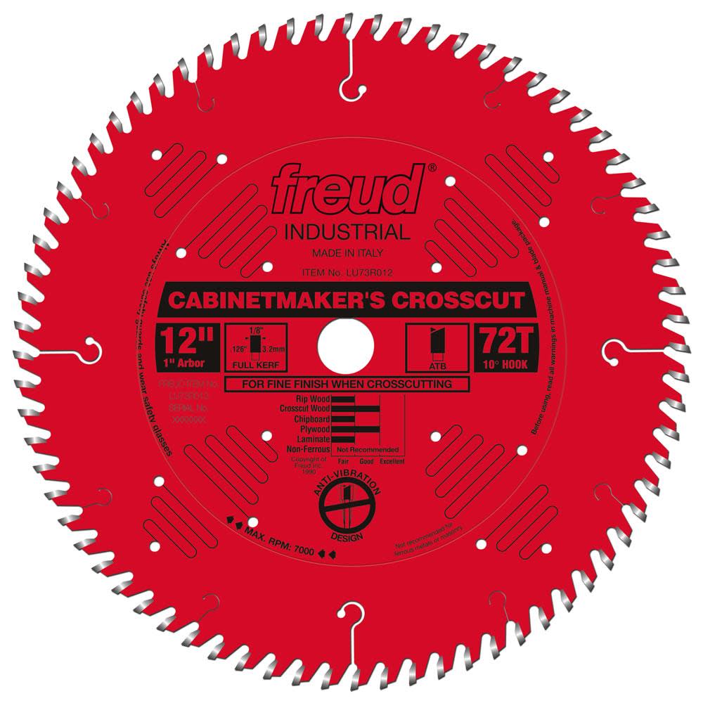 Freud 12 In. x 72T Cabinetmakers Crosscut Blade - Flockneti