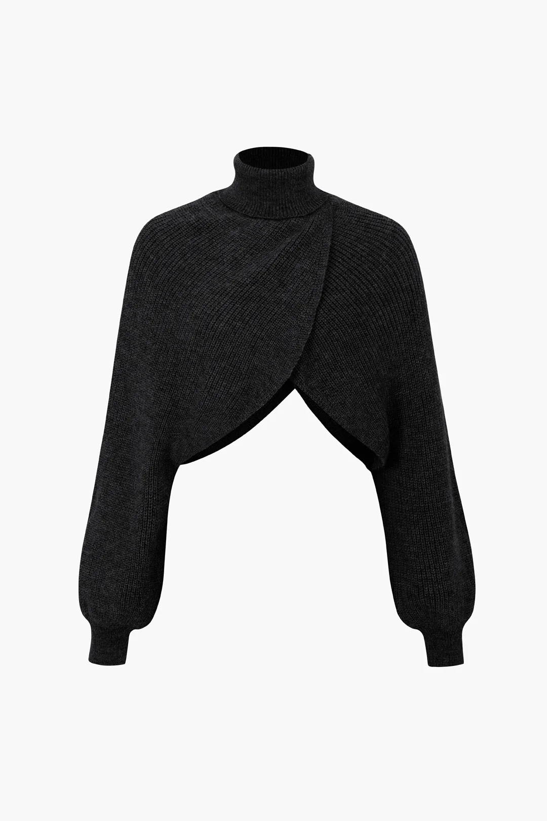 Batwing Sleeve Turtleneck Crop Sweater - Flockneti