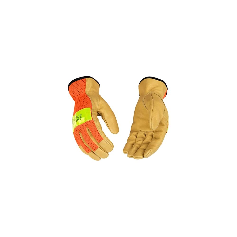 Kinco Hi-Vis Orange Mesh & Grain Pigskin Palm Glove - Flockneti