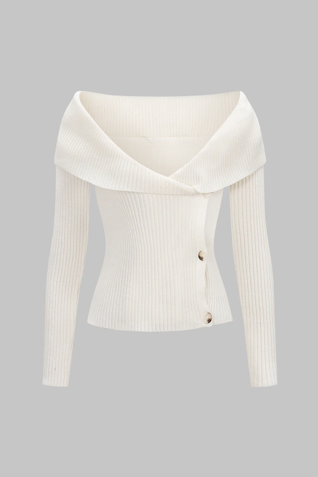 Knit Off Shoulder Ribbed Long-Sleeve Top - Flockneti