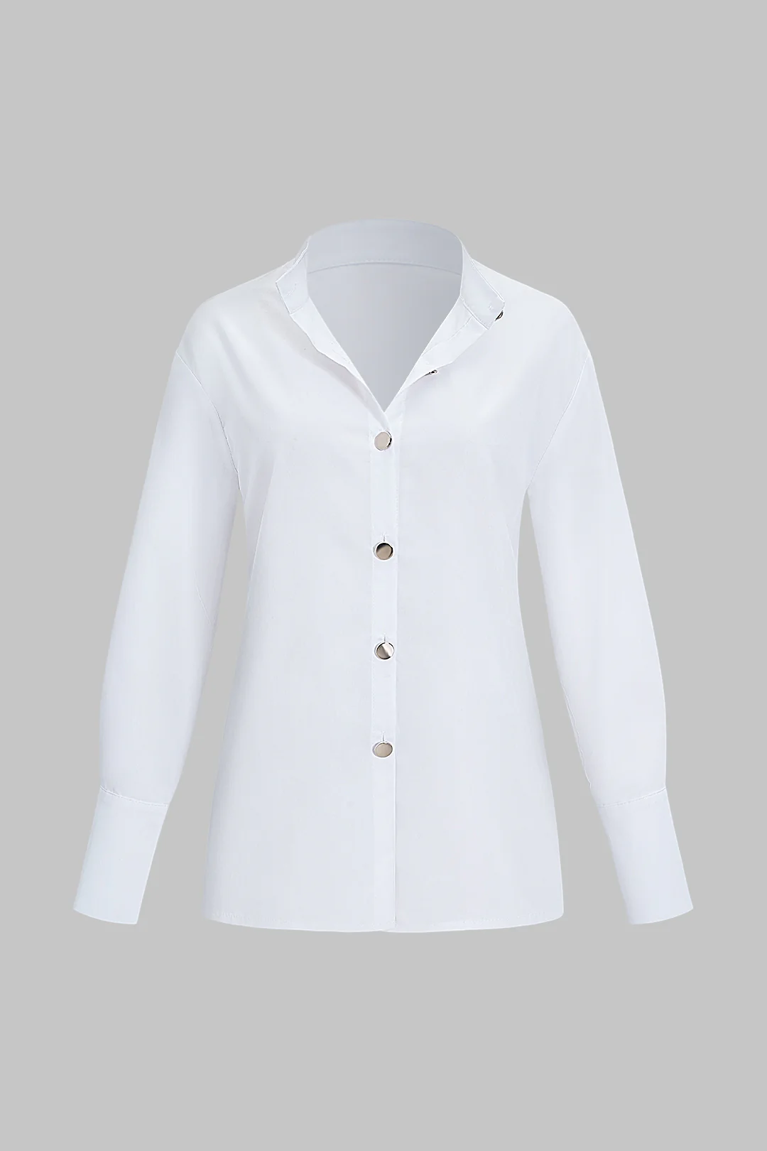 Solid Button Long Sleeve Shirt - Flockneti
