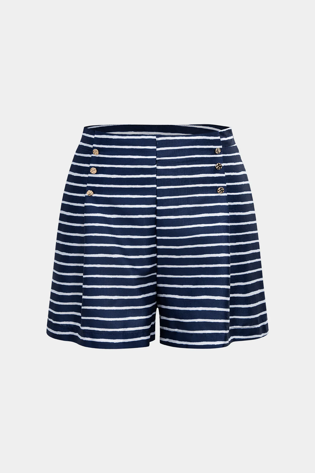 Stripes Print Metallic Button Shorts - Flockneti