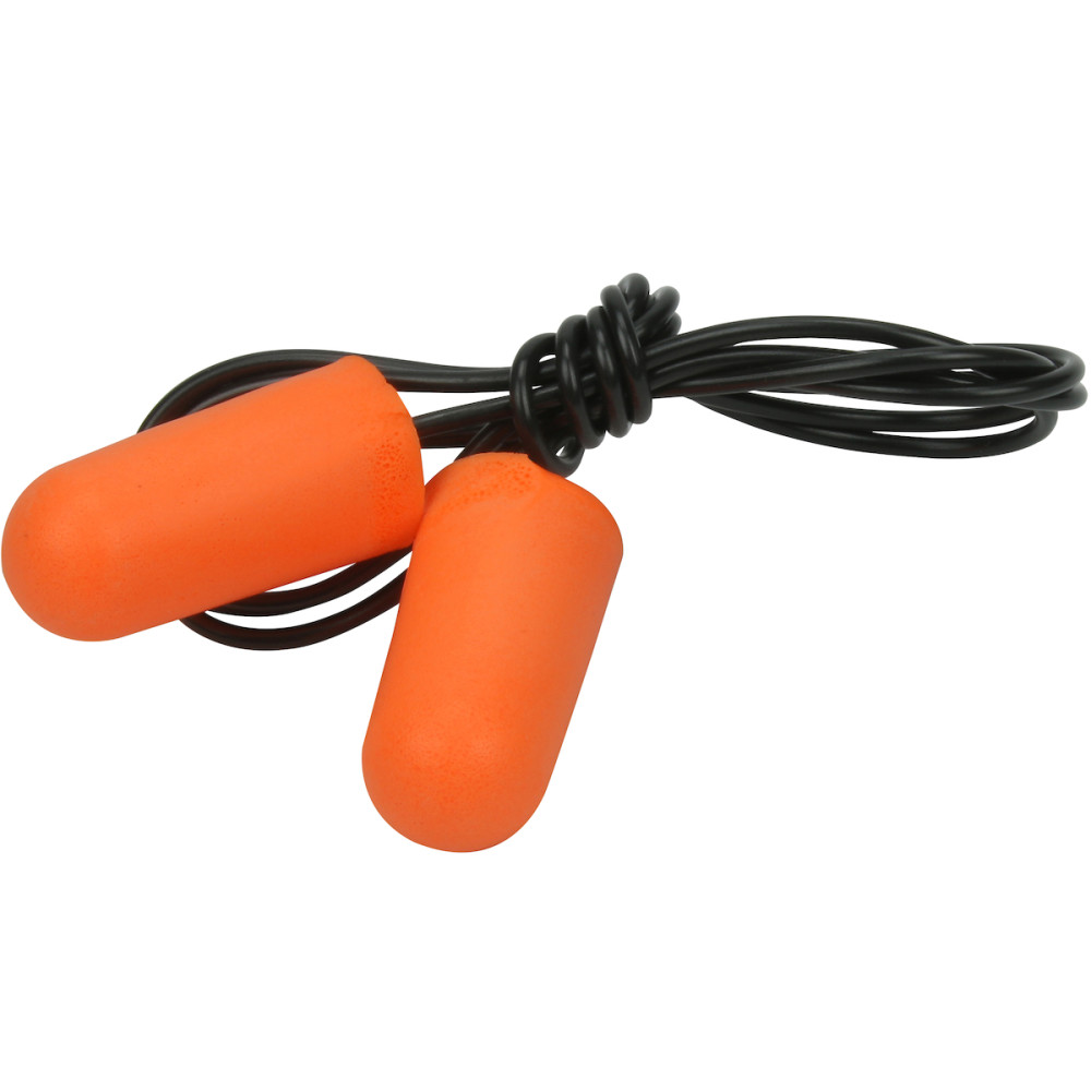 Protective Industrial Products Ear Plug Mega Bullet Orange Disposable Soft PU Foam Corded - Flockneti