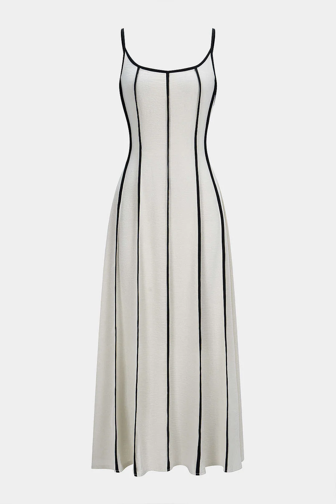 Contrast Tie-Back Backless Slip Sleeveless Maxi Dress - Flockneti