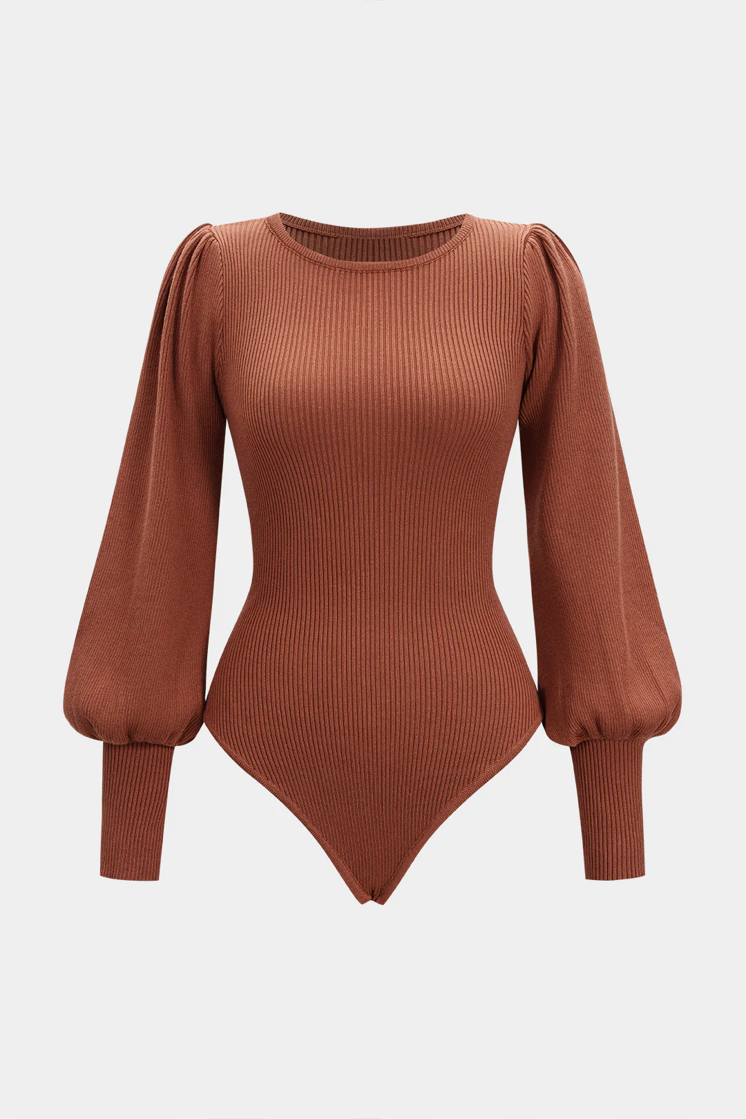 Ruched Ribbed Long Sleeve Bodysuit - Flockneti