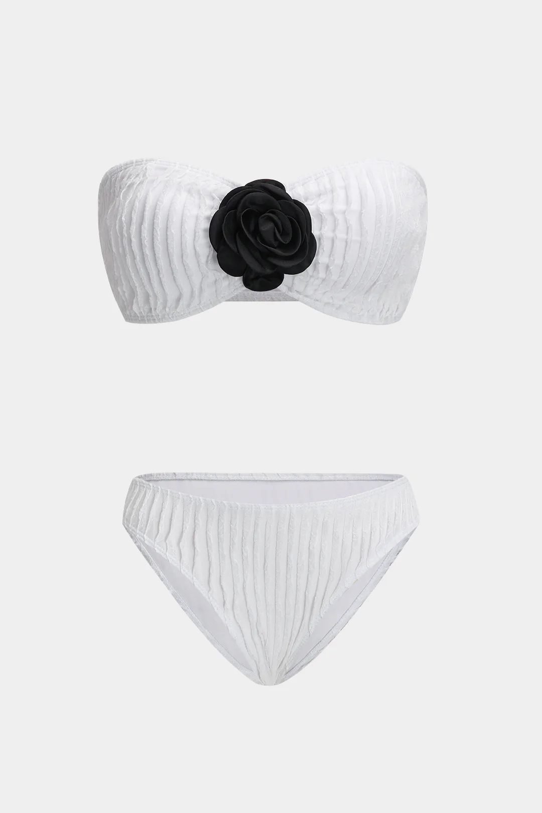 3D Flower Decor Contrast Bikini Set - Flockneti