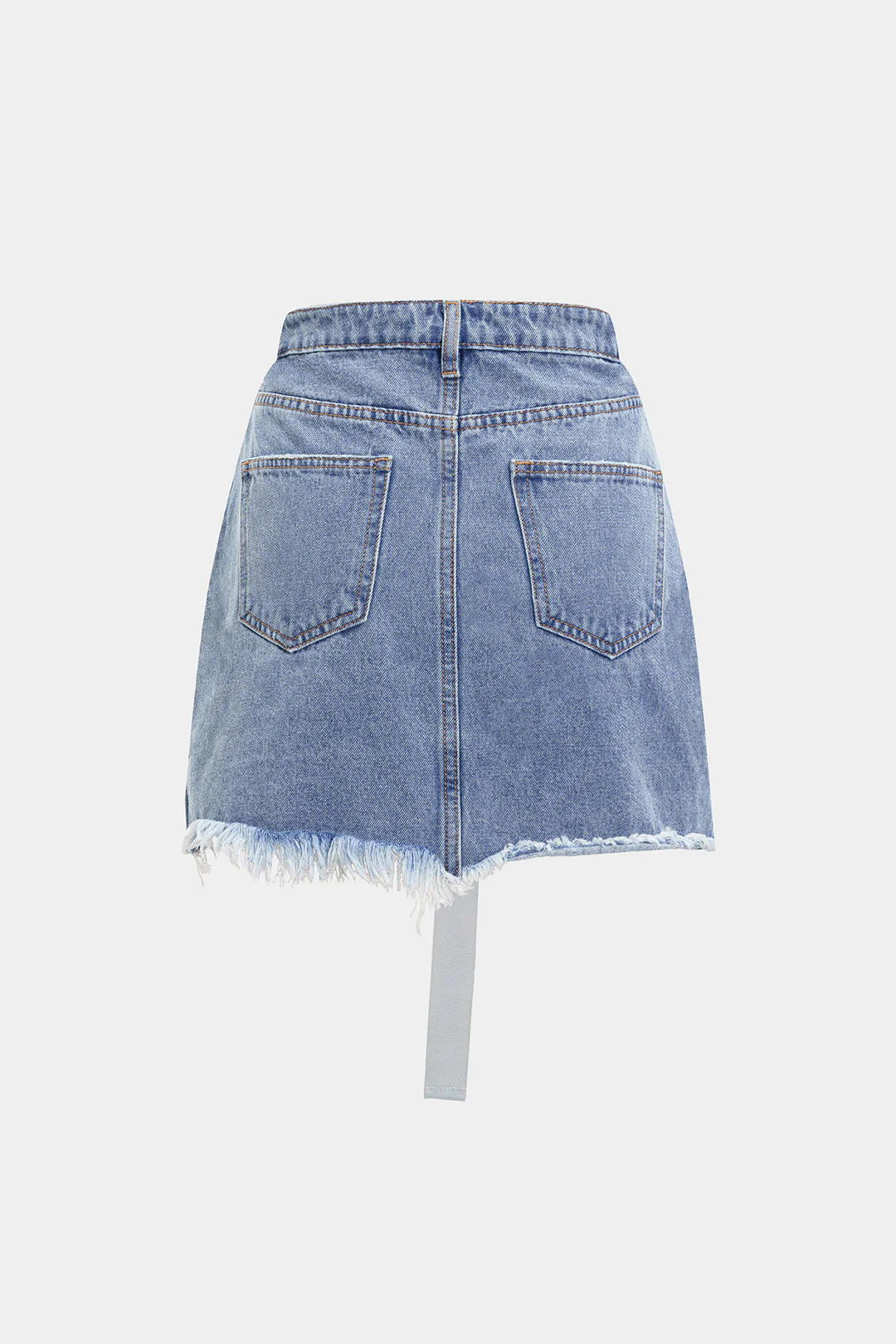 Denim Asymmetrical Ripped Frayed Skirt - Flockneti