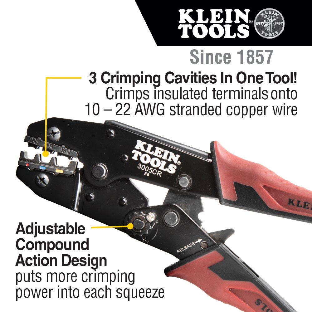 Klein Tools Ratchet Wire Crimper 10 to 22 AWG - Flockneti