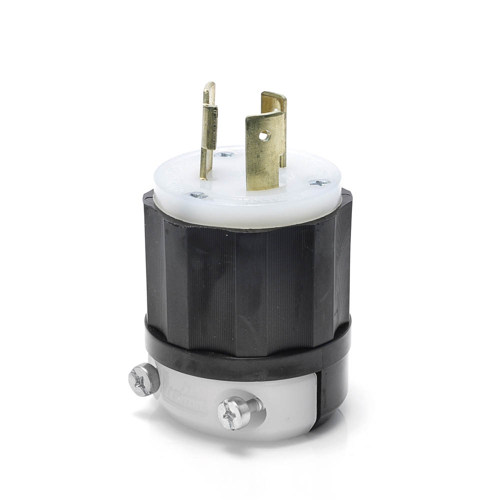 Leviton Locking Plug 30A 250V 2 Pole 3 Wire Black & White Nylon - Flockneti