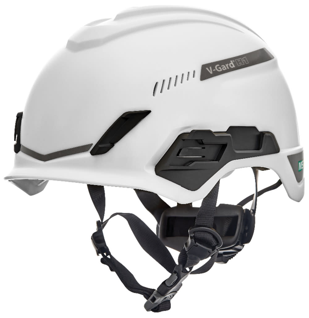 MSA Safety Works V Gard H1 Safety Helmet Trivent White Fas Trac III Pivot - Flockneti