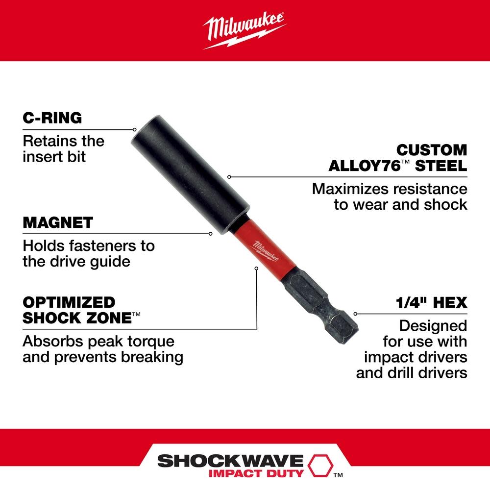 Milwaukee SHOCKWAVE Conduit Reaming Bit Holder - Flockneti
