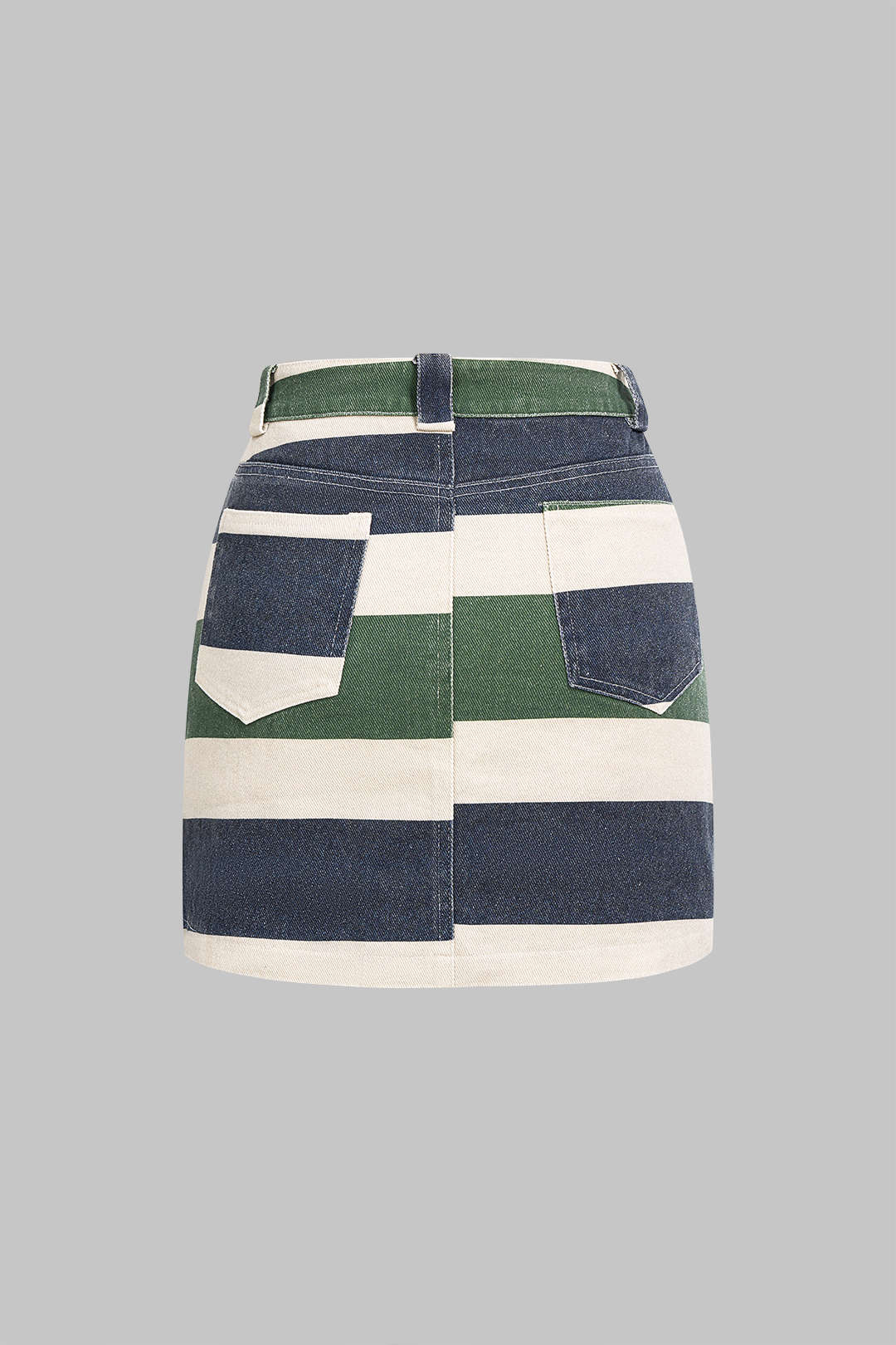 Striped Pocket High Waist Skirt - Flockneti
