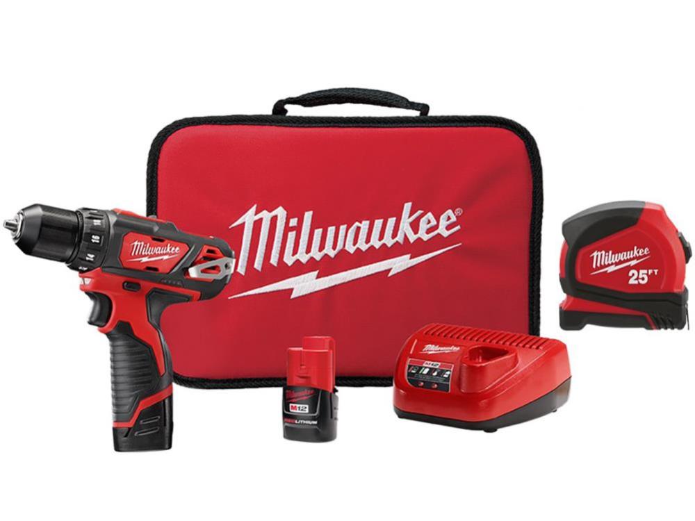 Milwaukee M12 3/8 Drill/Driver with Tape Measure Kit - Flockneti