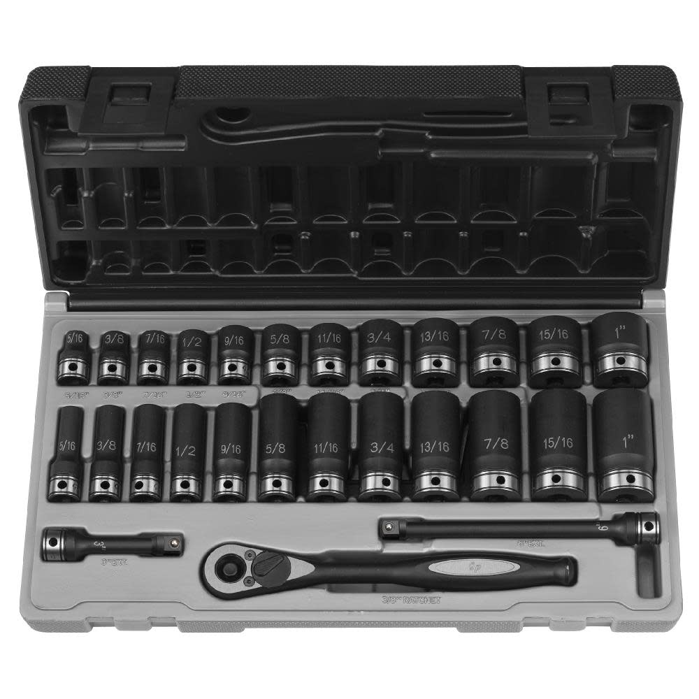 Grey Pneumatic 3/8 In. Dr. 27 pc. Deep Length Set - Flockneti