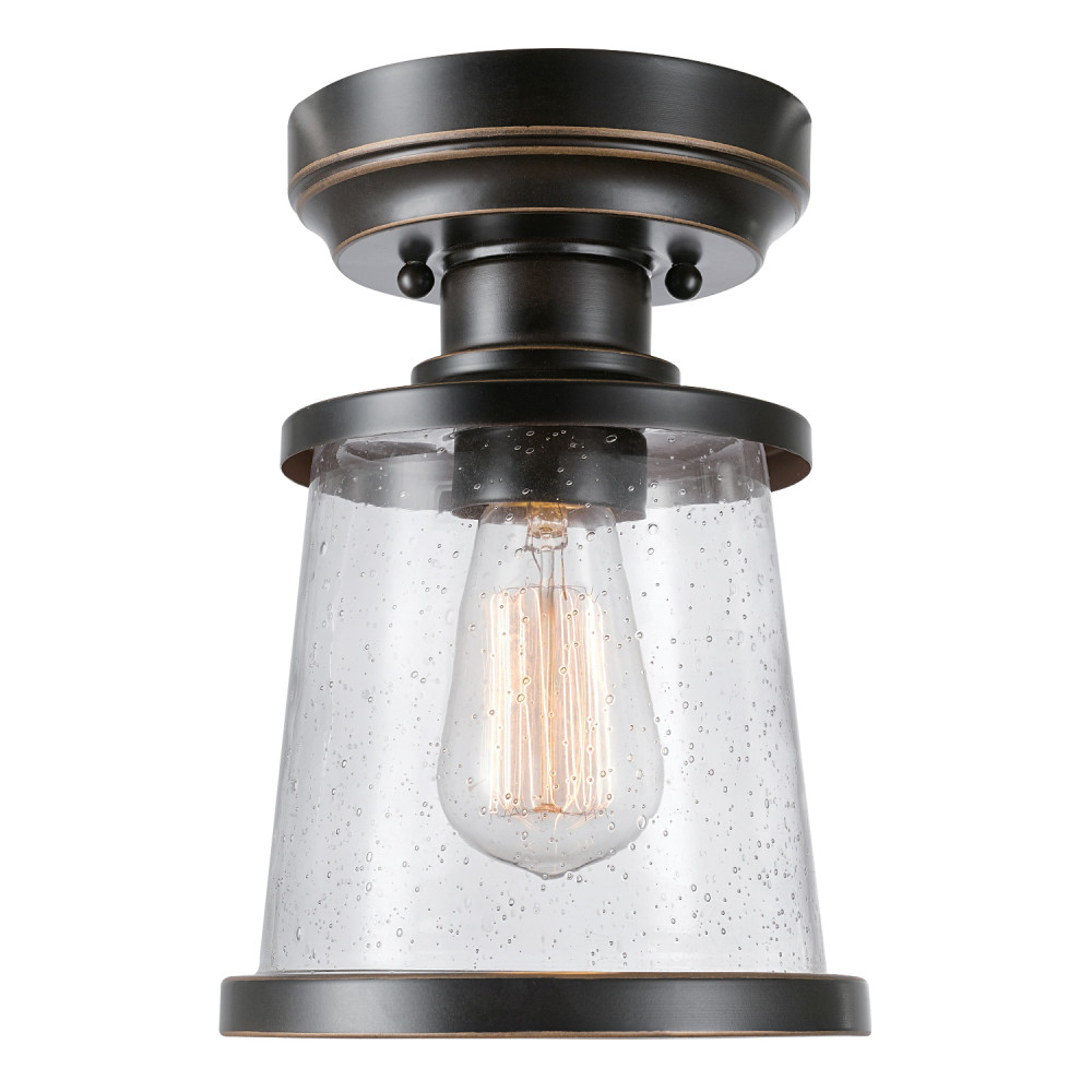 Globe Electric Charlie Flush Mount Light 1 Light Bronze Outdoor - Flockneti
