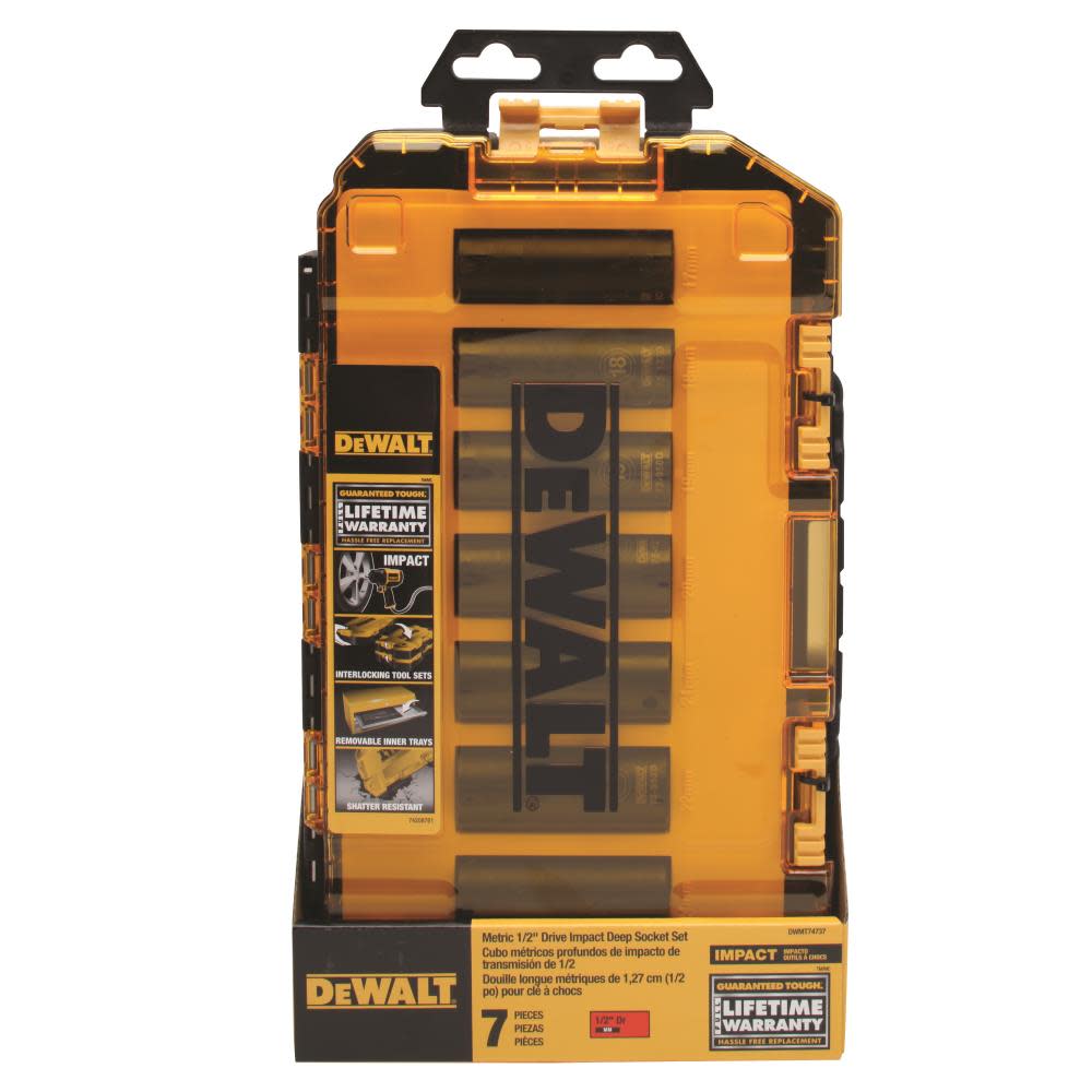DEWALT Tough Box 7 pc. MM 1/2 Drive Deep Impact Socket Set - Flockneti