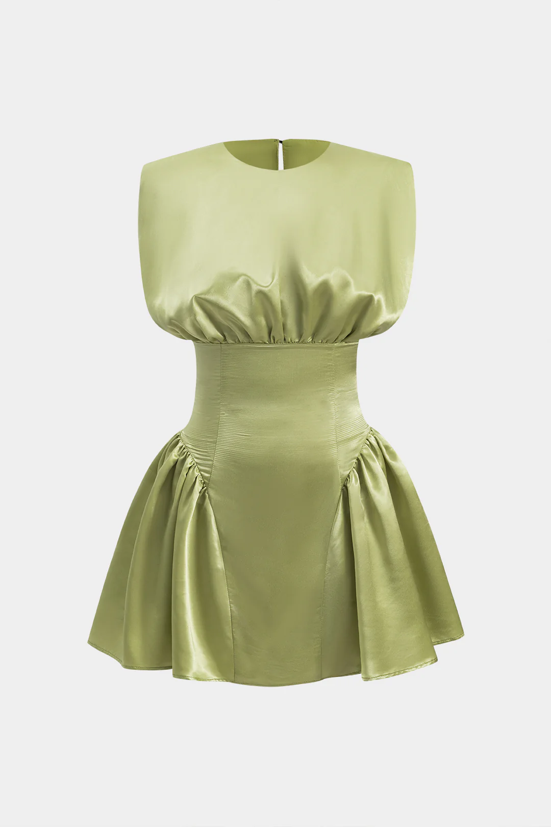 Satin Ruched Zipper Corset Mini Dress - Flockneti