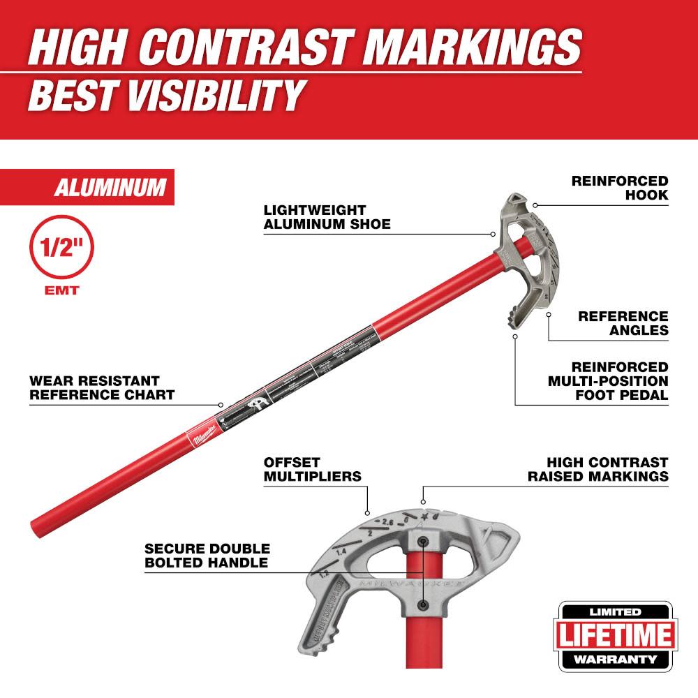 Milwaukee 1/2 in. Aluminum Conduit Bender - Flockneti