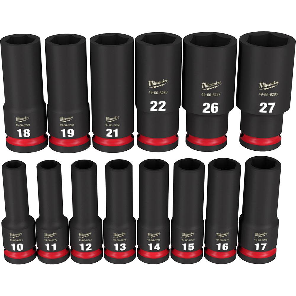 Milwaukee Impact Socket 1/2″ Drive Metric Deep 6 Point 14 pc - Flockneti
