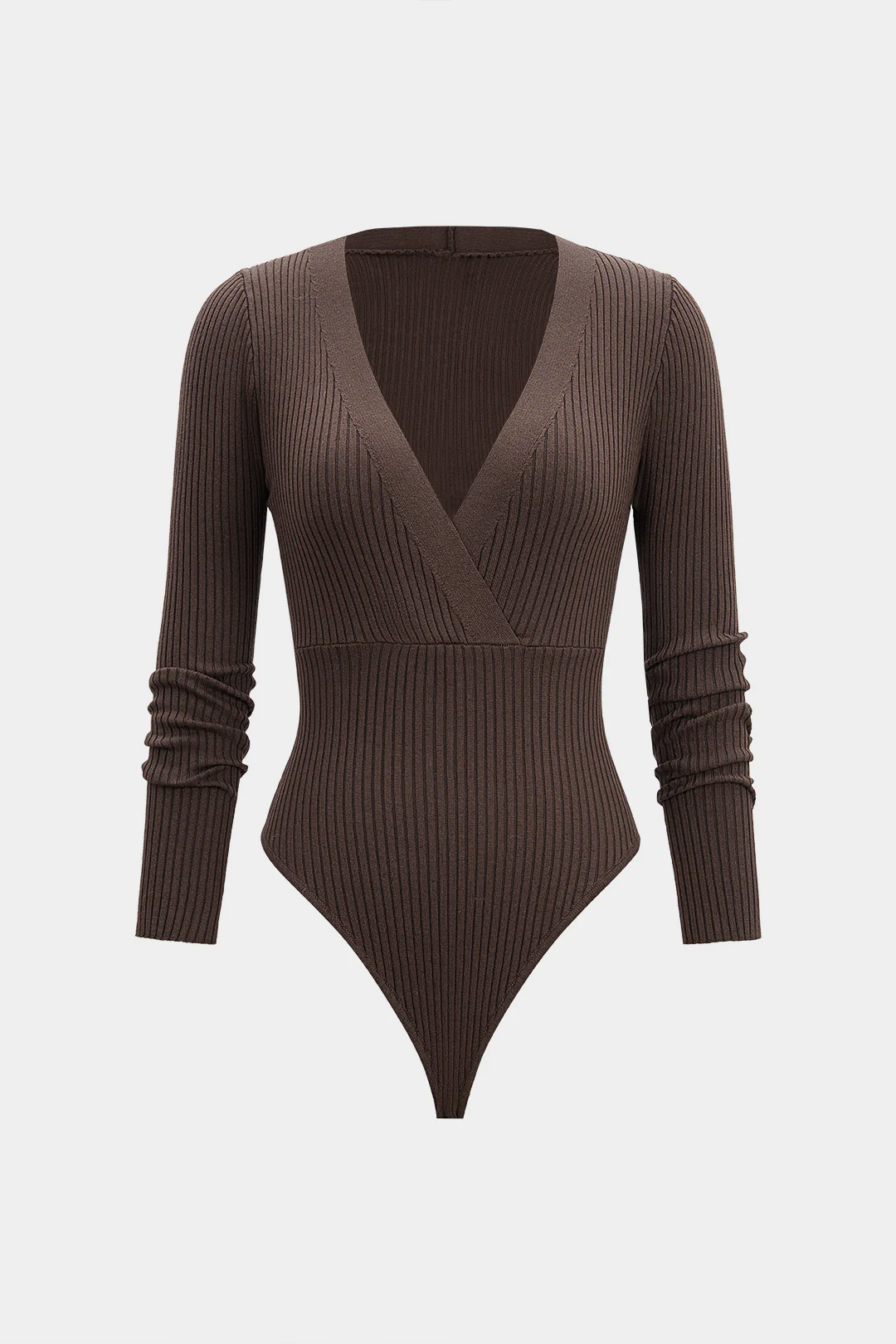 Knit V-Neck Long Sleeve Bodysuit - Flockneti
