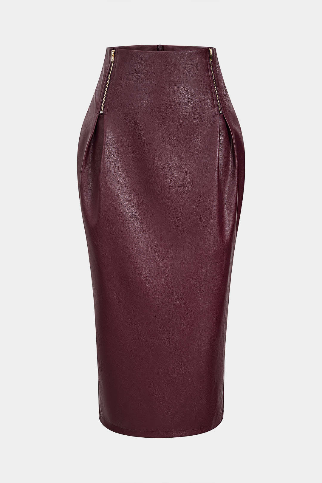 Faux Leather Zipper High Waist Skirt - Flockneti