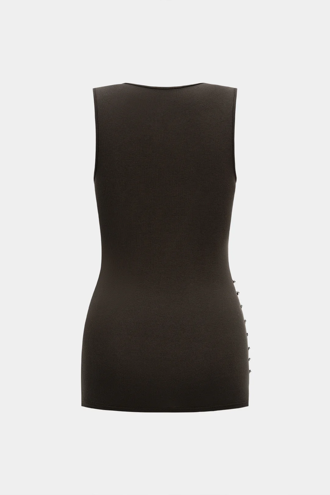 Deep V-Neck Pleated Button Tank Top - Flockneti