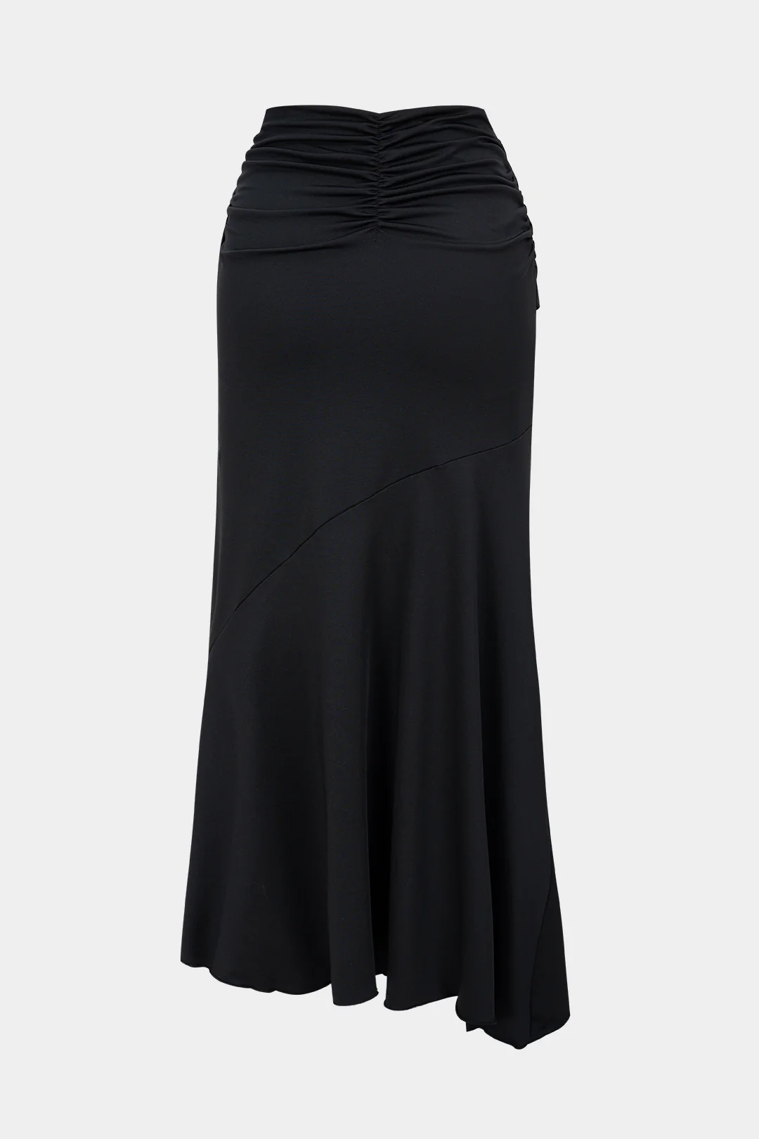 Solid Ruched Irregular Hem High-Waist Skirt - Flockneti