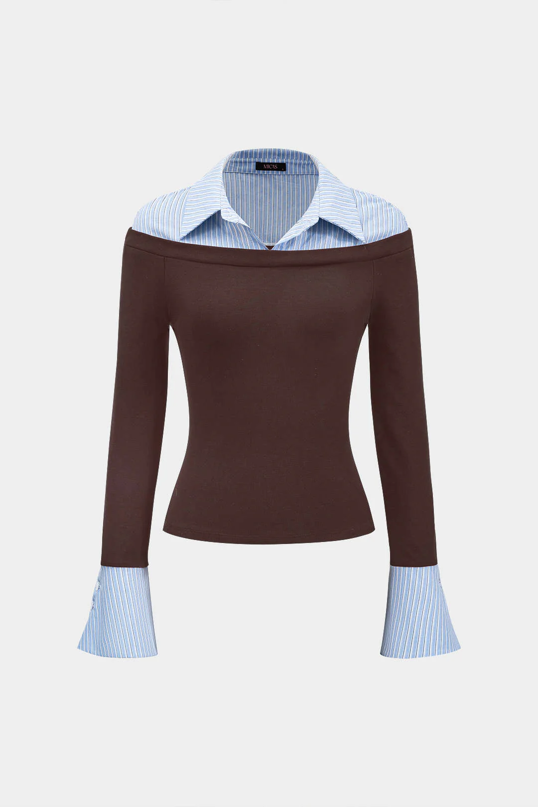 Stripes Print Patchwork Long-Sleeve Top - Flockneti