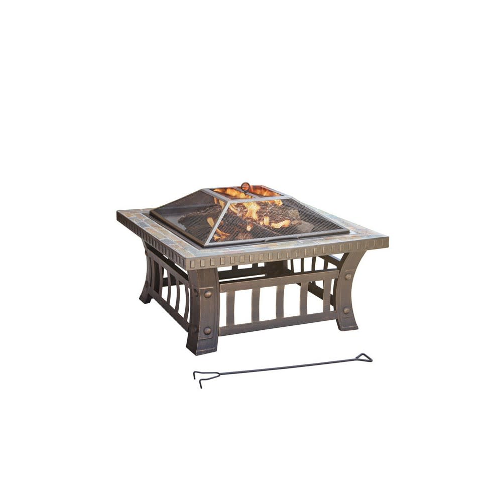Living Accents Wood Fire Pit 30″ Steel American Flag Square - Flockneti