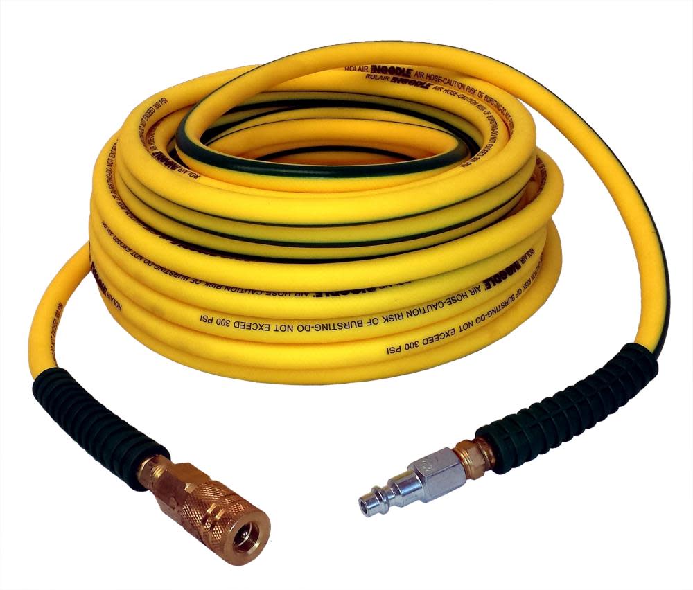 Rolair 3/8 In. x 50 Ft. Noodle Air Compressor Hose (incl. 1/4″ coupler/plug) - Flockneti
