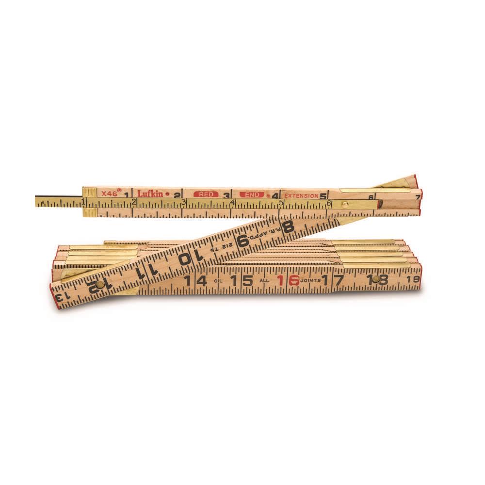 Crescent Lufkin 5/8″ x 6′ Red End Wood Rule with 6″ Slide Rule Extension - Flockneti