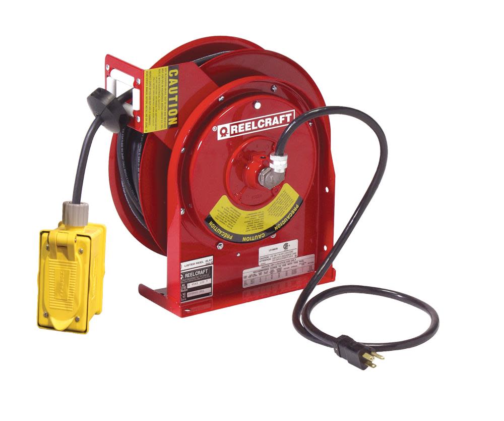 Reelcraft Power Cord Reel Steel 45′ Duplex Outlet Box with GFCI - Flockneti