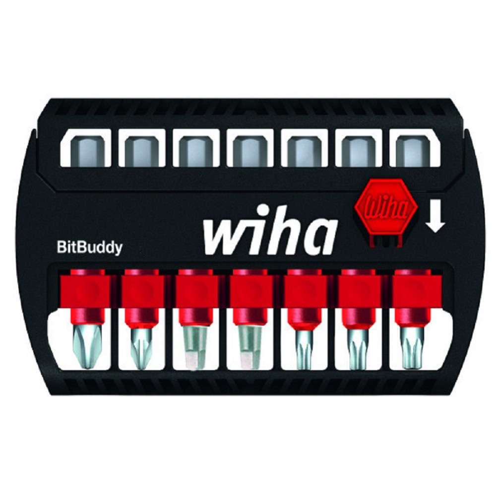 Wiha 7 Piece Terminator Impact Power Bit Buddy Set with Phillips Square Torx - Flockneti