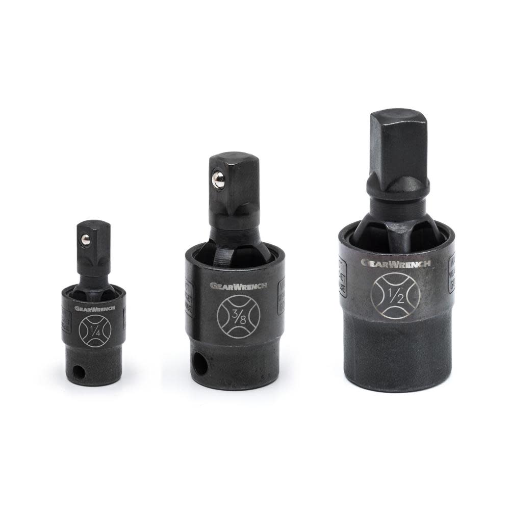 GEARWRENCH Pinless Impact Universal Joint 3 pc. 1/4 In. 3/8 In. & 1/2 In. Drive - Flockneti