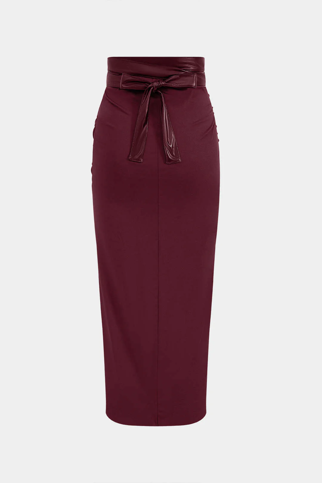 Faux Leather Patchwork Ruched Skirt - Flockneti