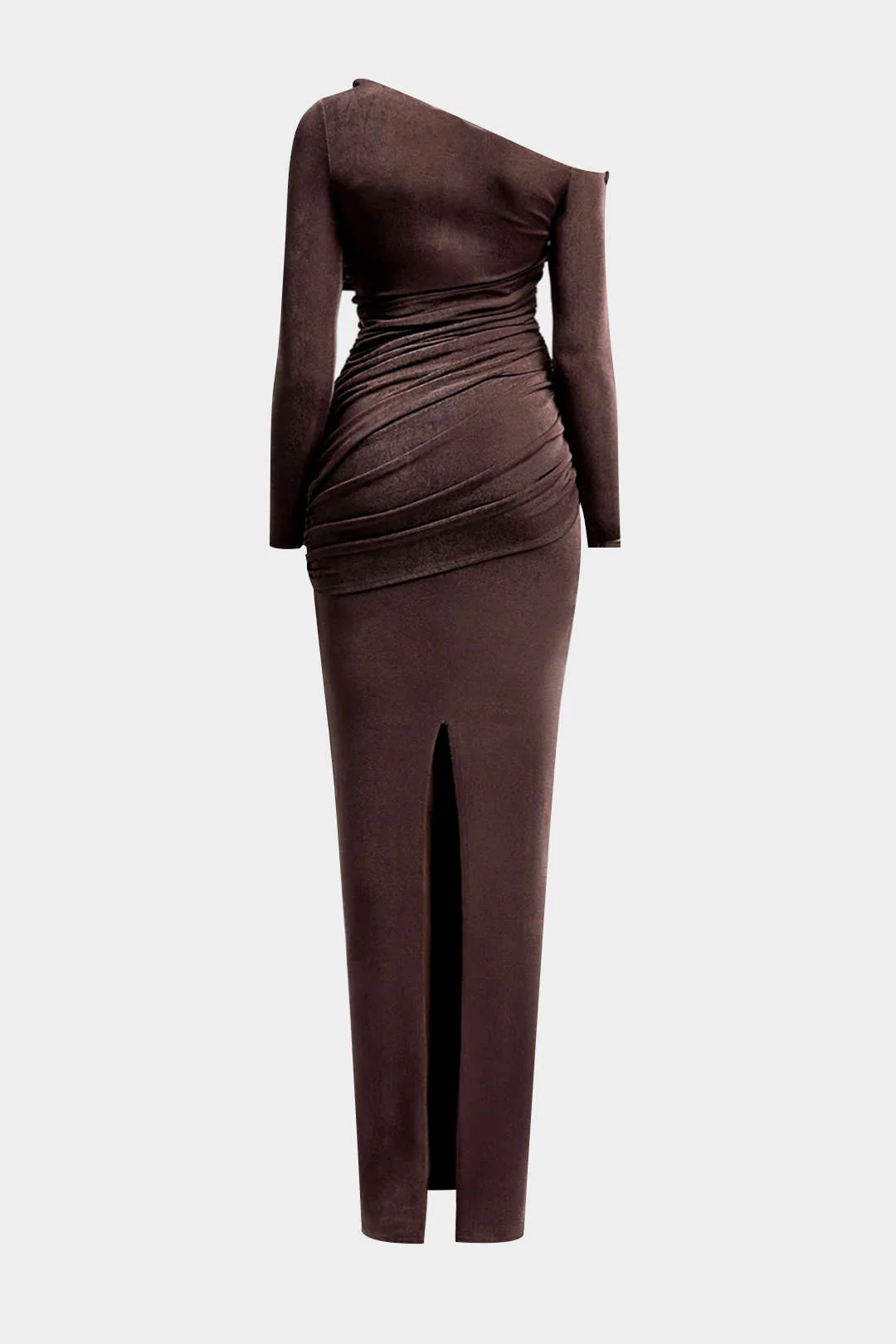 Asymmetrical Twist Long Sleeve Maxi Dress - Flockneti