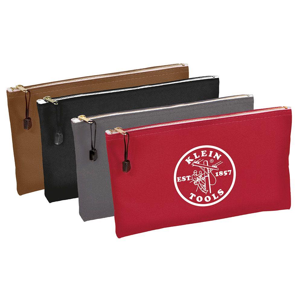 Klein Tools Canvas Zipper Bags – Package Of 4- Red Grey Black and Brown - Flockneti