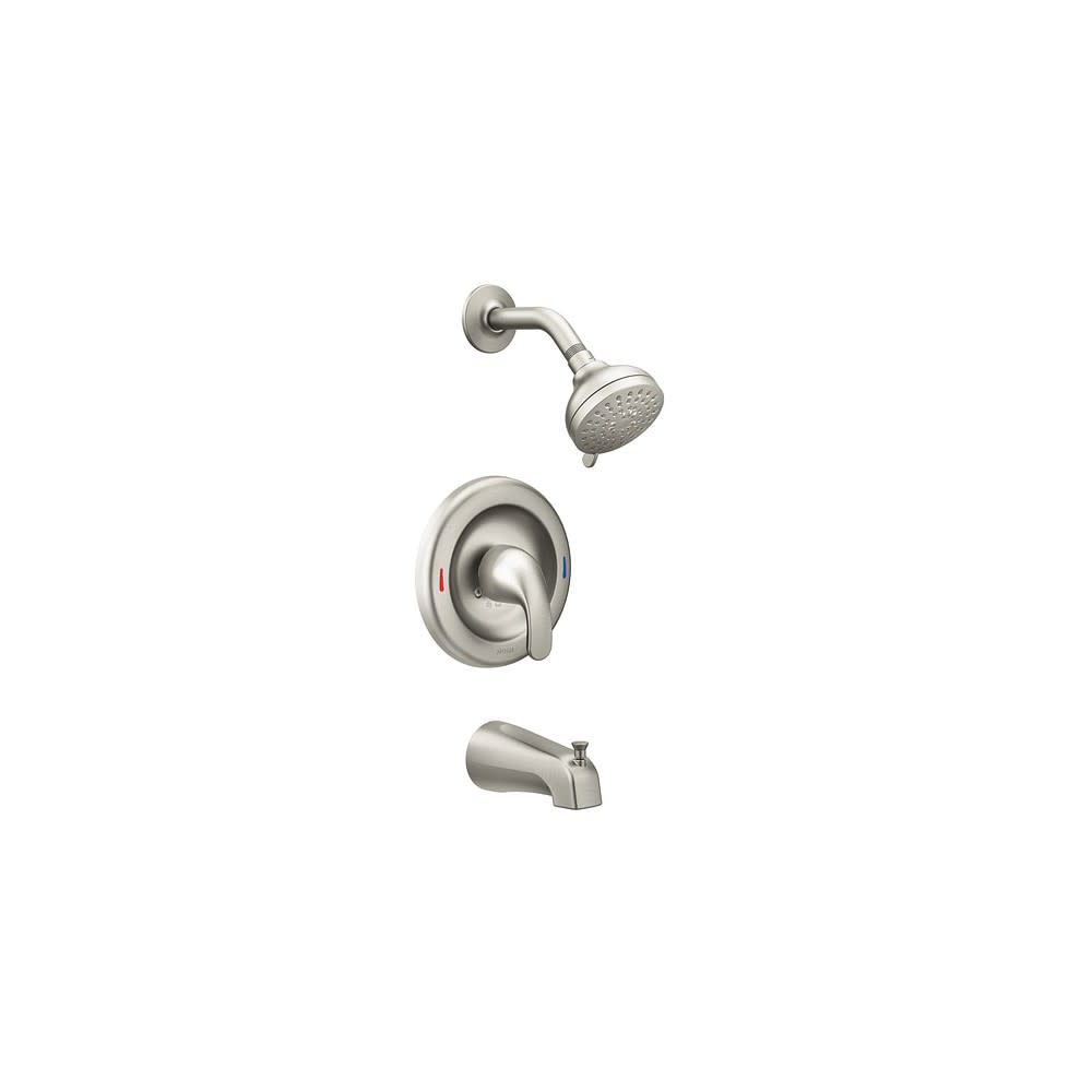 Moen Adler Tub/Shower Faucet Spot Resist Brushed Nickel 1 Handle - Flockneti