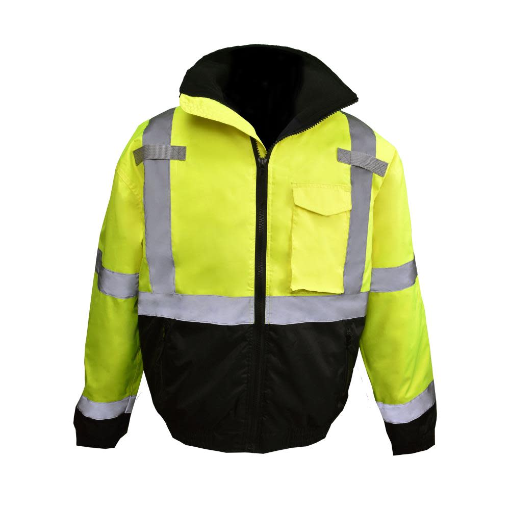 Radians Class 3 Bomber Jacket Hi Viz Weather Proof QuiltedGreen/Black 4X - Flockneti