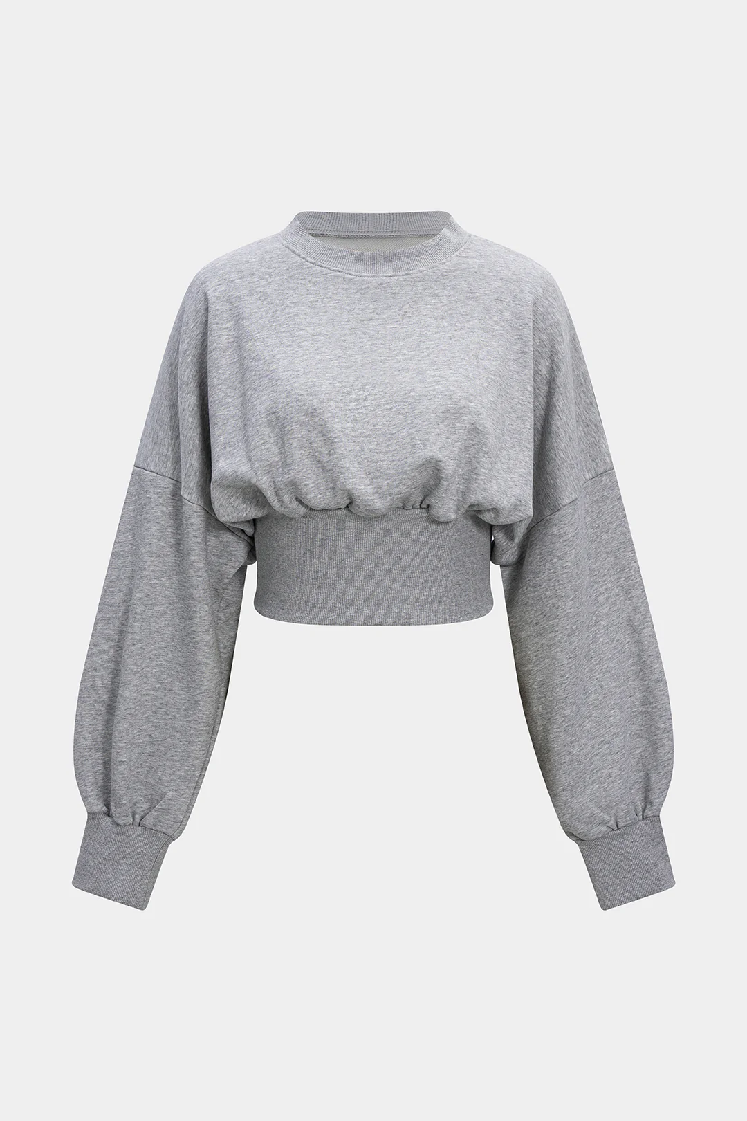 Round Neck Lantern Sleeve Sweatshirt - Flockneti