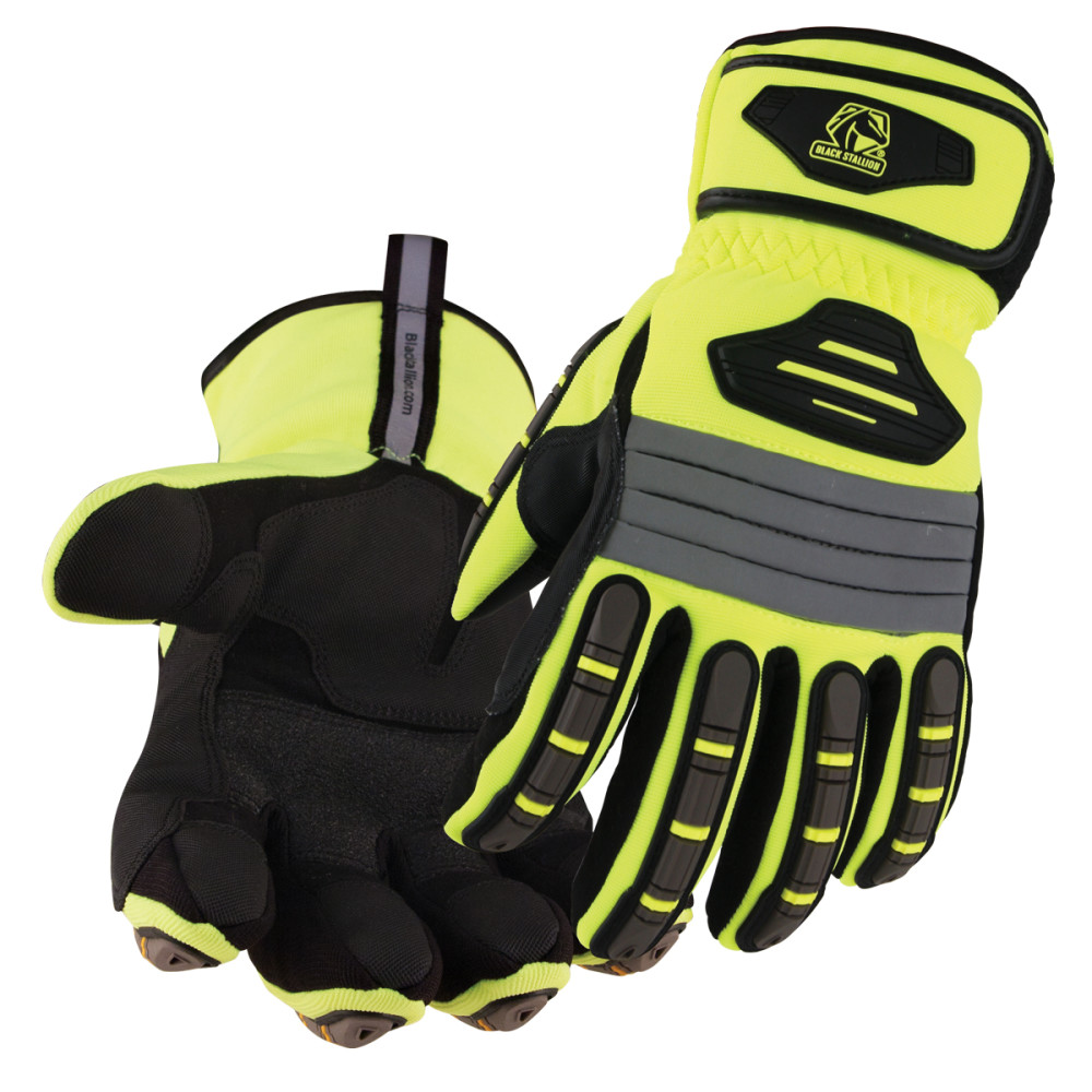 Black Stallion Water Resistant Hi-Vis Mechanics Glove 2X - Flockneti