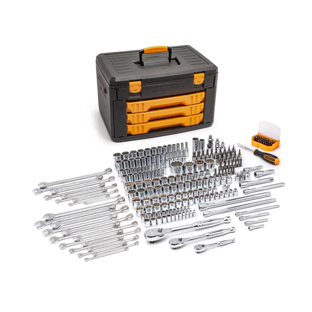 GEARWRENCH 243 Pc. 12 Point Mechanics Tool Set in 3 Drawer Storage Box - Flockneti