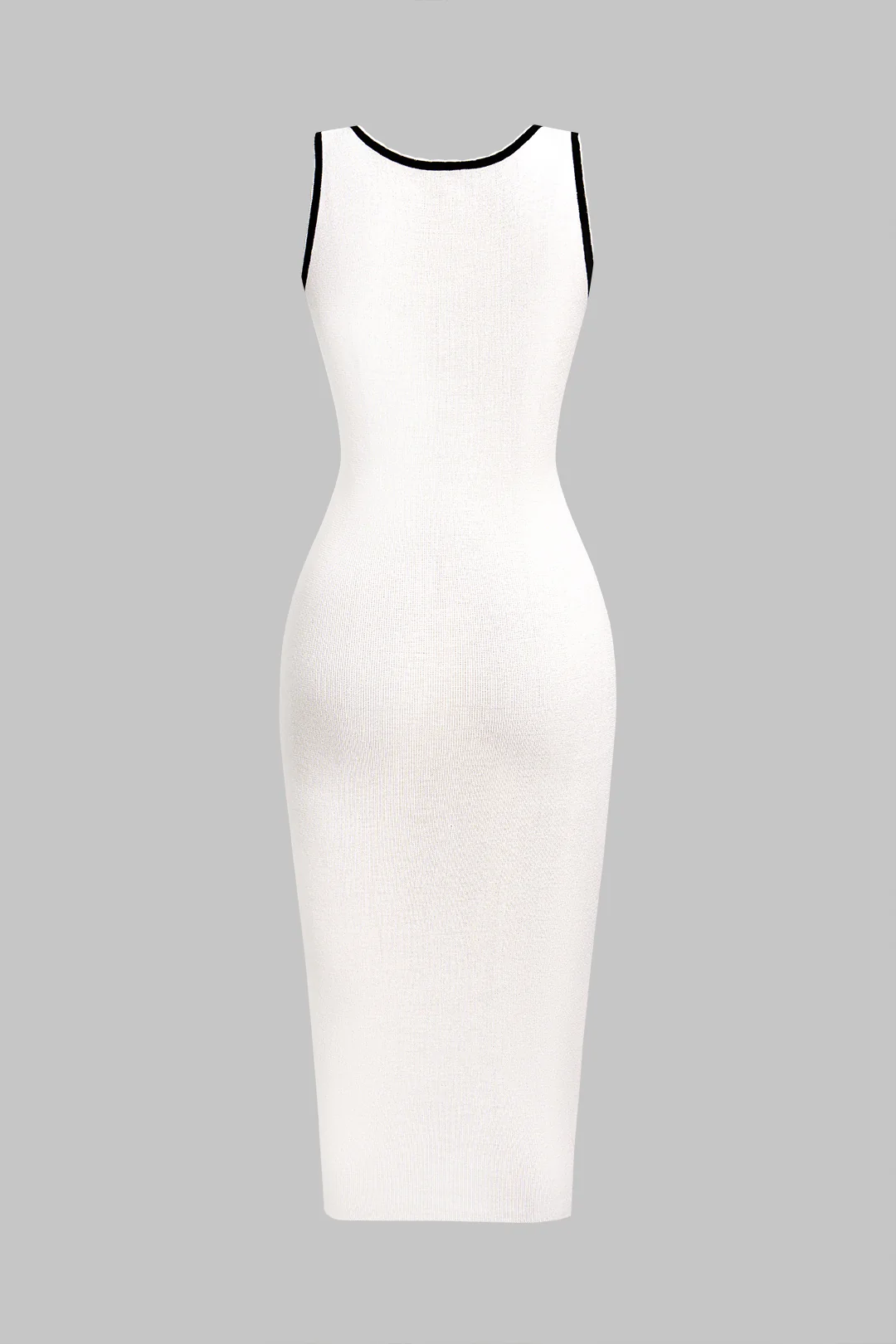 Knit Contrast Round Neck Sleeveless Dress - Flockneti